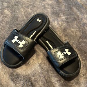 Under Armour Black with White Logo Slides